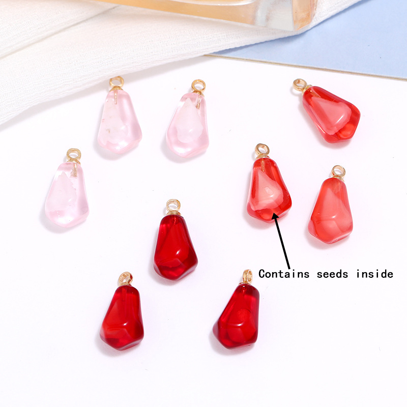 Resin Art Box - 10pcs Pomegranate Seed Resin Pendants Fruit
