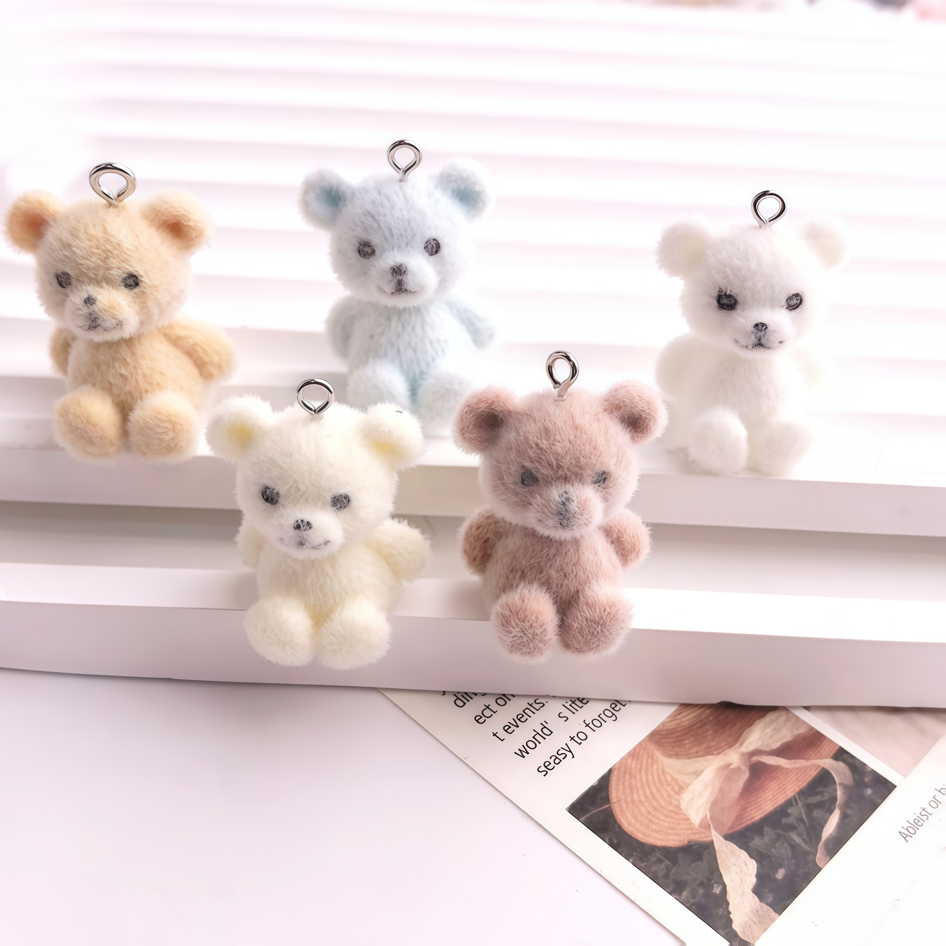 5pcs 3D Flocked Bear Resin Cha - Resin Art Box ulasan dan harga