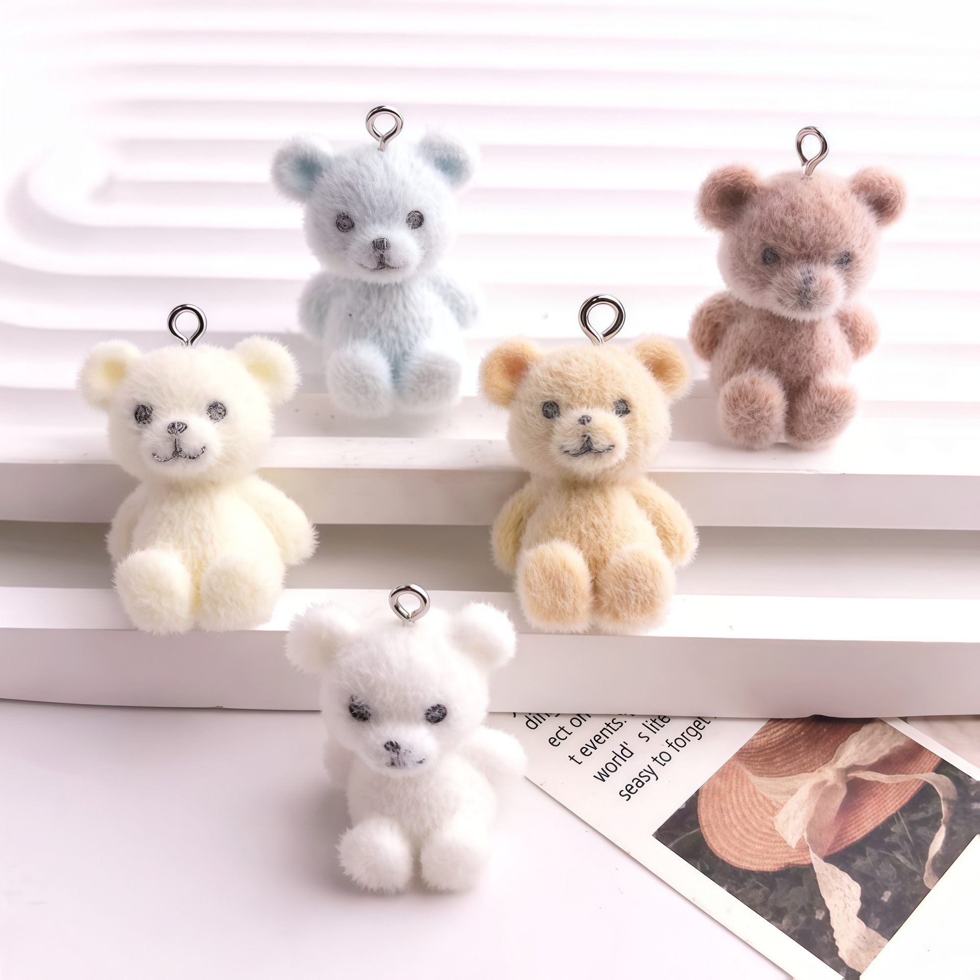 5pcs 3D Flocked Bear Resin Cha - Resin Art Box ulasan dan harga