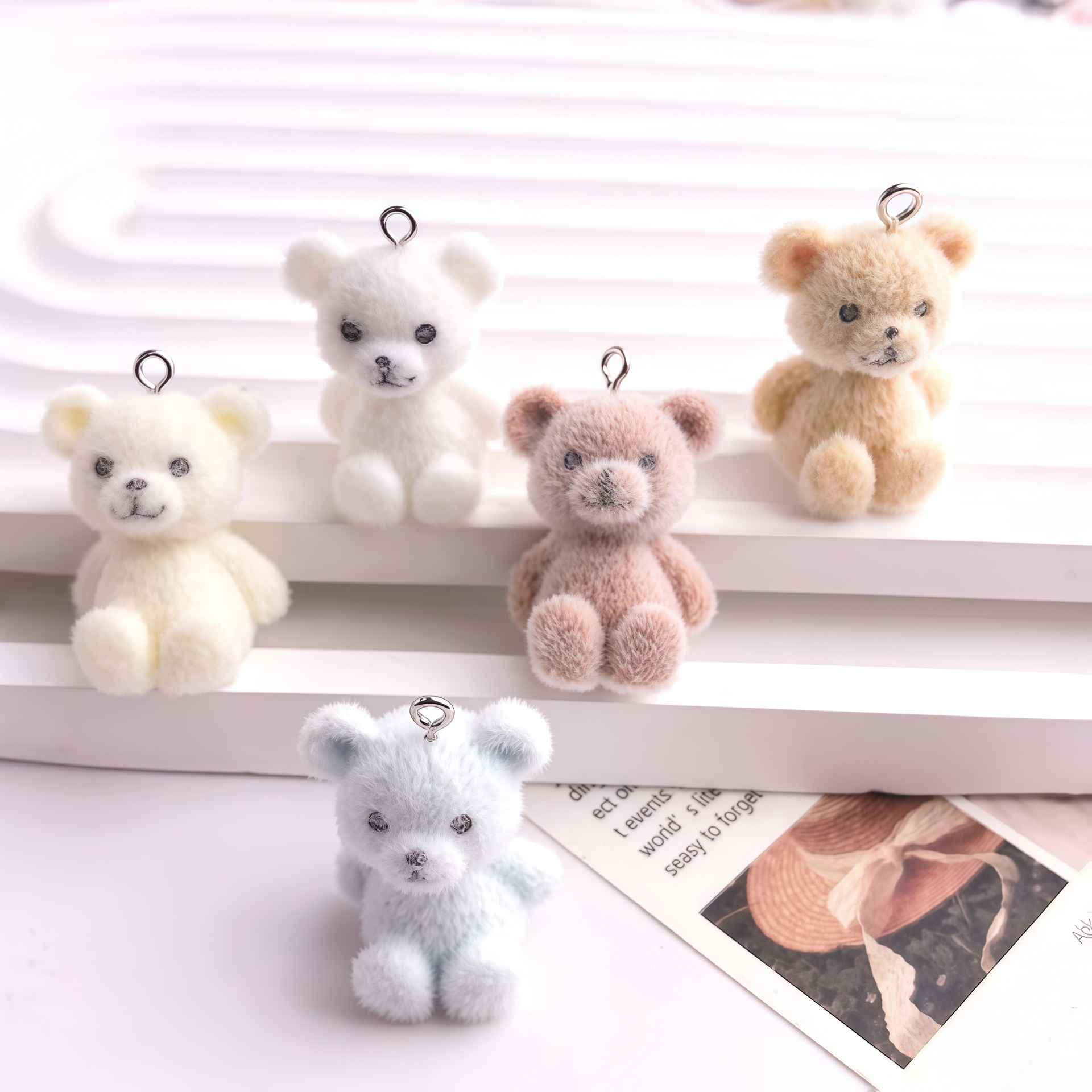 5pcs 3D Flocked Bear Resin Cha - Resin Art Box ulasan dan harga