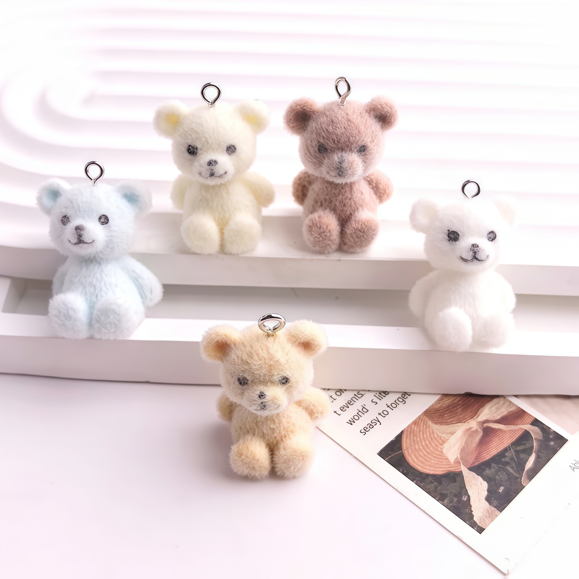 5pcs 3D Flocked Bear Resin Cha - Resin Art Box ulasan dan harga