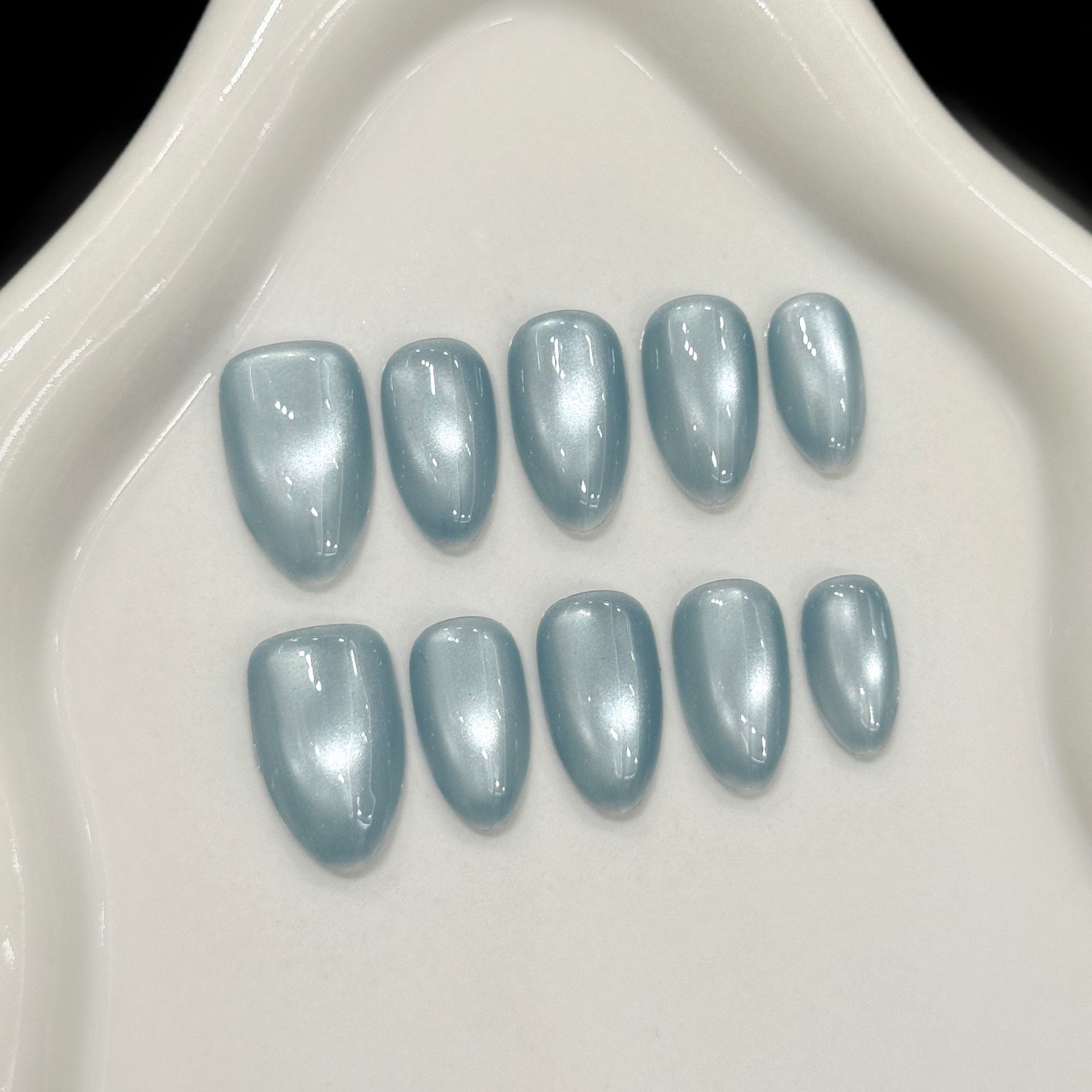 10Pcs Blue Cat Eye French Shor - Resin Art Design ulasan dan harga