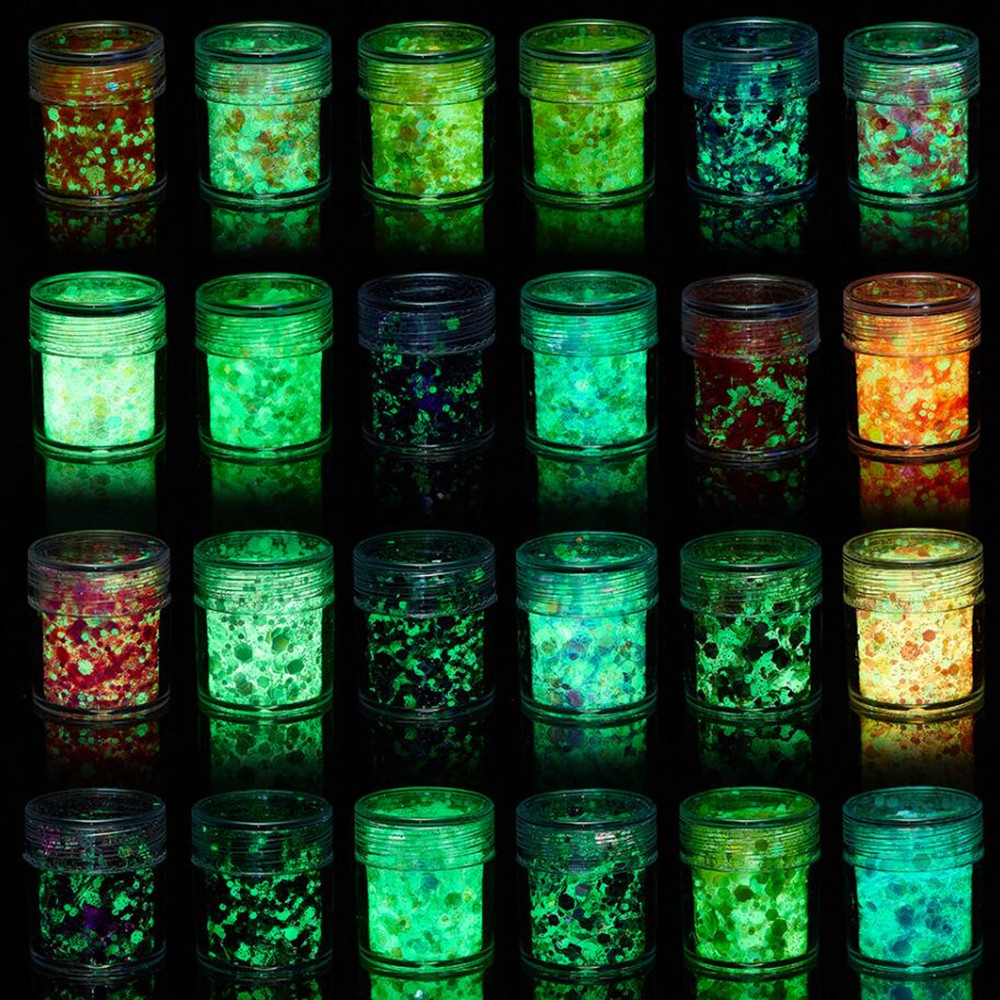 24 Colors Luminous Sequins Glo - Glitter Powder Resin ulasan dan harga